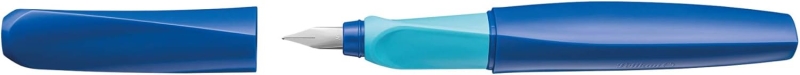 Stylo plume rechargeable Pelikan Twist pour l'école - Plume en acier inoxydable, pointe M - Corps bleu (814737)