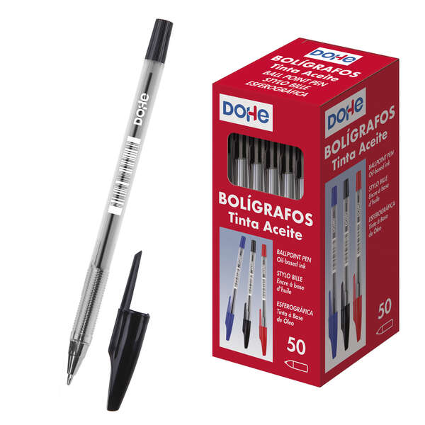 Stylos à encre à base d'huile Dohe - Pointe à bille en métal de 1 mm - Course de 0,4 mm - Corps transparent et capuchon ventilé
