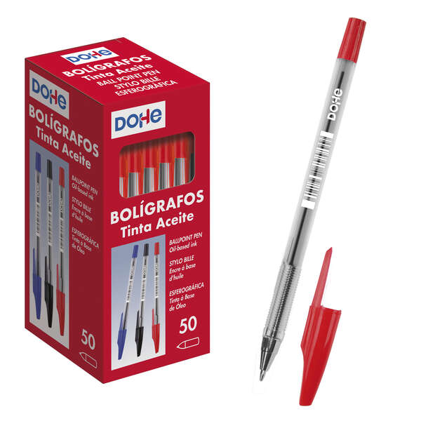 Stylos à encre à base d'huile Dohe - Pointe à bille en métal de 1 mm - Course de 0,4 mm - Corps transparent et capuchon ventilé