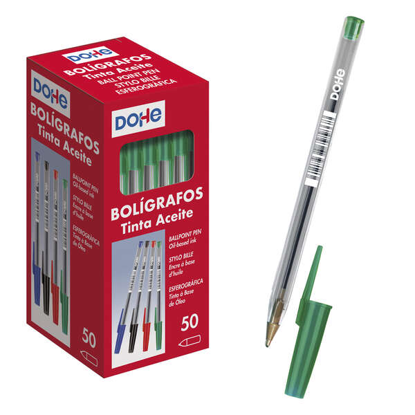 Stylos à encre à base d'huile Dohe - Pointe à bille métallique de 1 mm - Course de 0,4 mm - Corps transparent avec capuchon ventilé