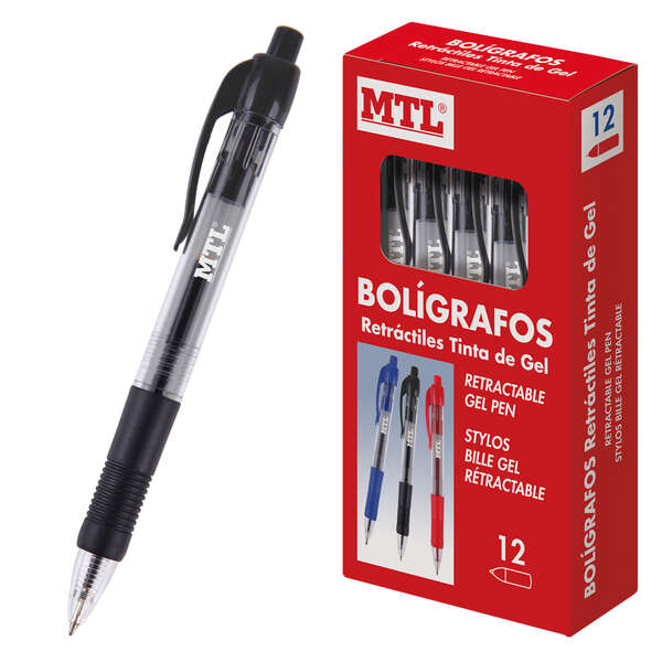 Stylos à encre gel permanents rétractables Dohe - Pointe 0,7 mm - Course 0,4 mm - Étanche - Corps en plastique et poignée en caoutchouc - Coloré