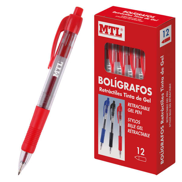 Stylos à encre gel permanents rétractables Dohe - Pointe sphérique de 0,7 mm - Étanches - Corps en plastique - Poignée en caoutchouc - Course de 0,4 mm