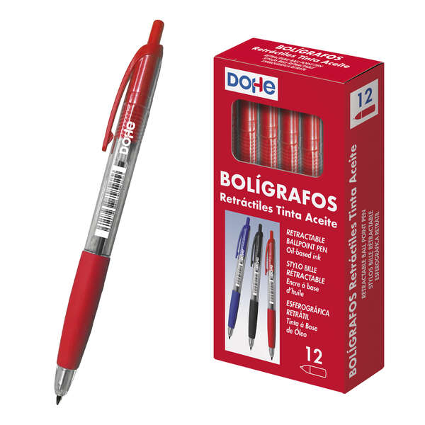 Stylos à encre rétractables Dohe à base d'huile - Pointe à bille métallique de 1 mm - Course de 0,4 mm - Corps transparent