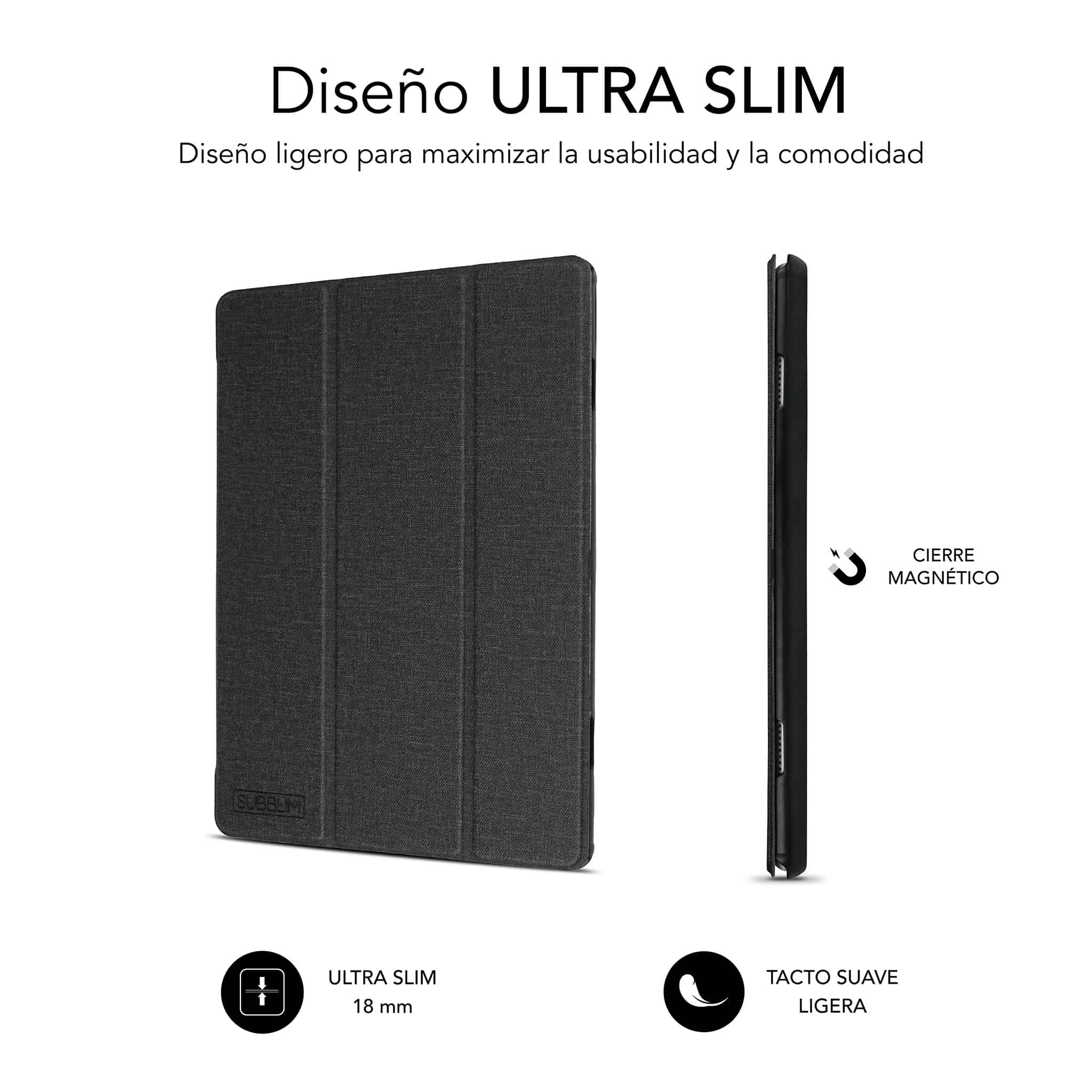 Subblim Shock Case Étui pour tablette Lenovo M10 HD - Design Smartcover complet - Coque en polycarbonate durable - Bords renforcés - Angles de vision réglables - Couleur noire
