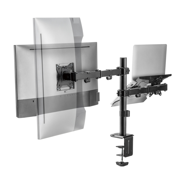 Support de bureau Ewent pour 1 écran et 1 ordinateur portable 34" - jusqu'à 9 kg - Noir