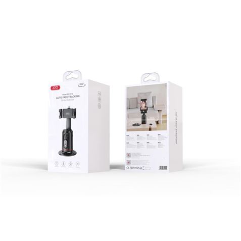 Support de bureau pour smartphone XO SS16 - Suivi et reconnaissance faciale - Motorisé à 360° - Contrôle gestuel - Bluetooth - Noir
