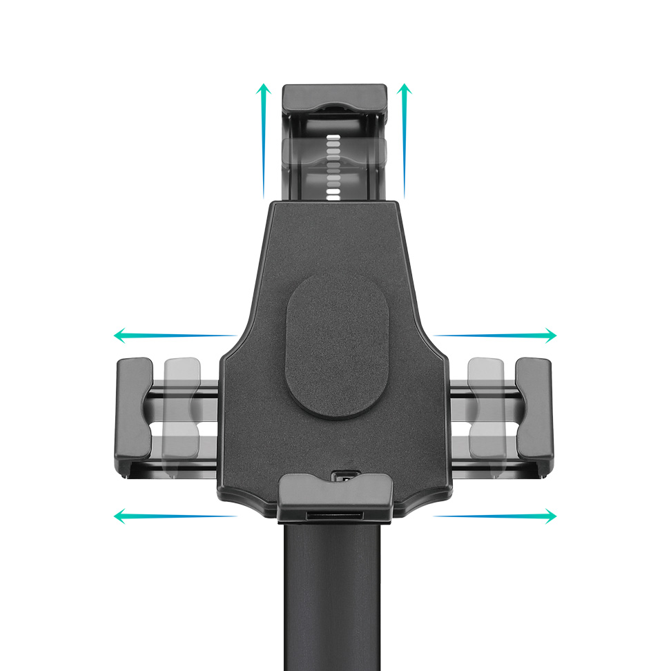 Support de bureau professionnel réglable Tooq pour tablette entre 7,9 ? à 10,5 ? - Comprend un cadenas antivol - Organisateur de câbles - Peut être fixé à la table