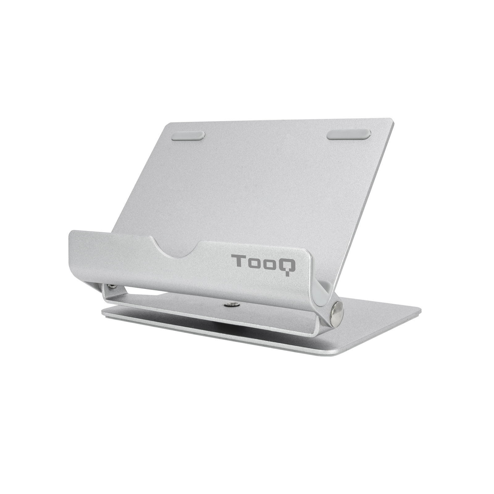 Support de Bureau Tooq pour Tablette jusqu'à 10" - Inclinable et Pivotant - Base Antidérapante - Couleur Argent