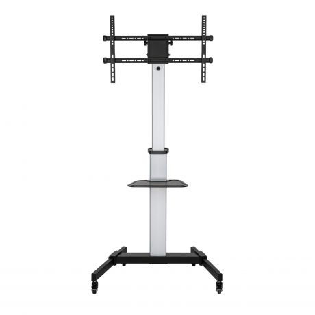 Support de sol Ewent EW1583 pour téléviseurs de 37 à 86 pouces - Plateau multifonction - Poids maximal : 50 kg - Hauteur, inclinaison et pivot réglables - Roulettes - Gris