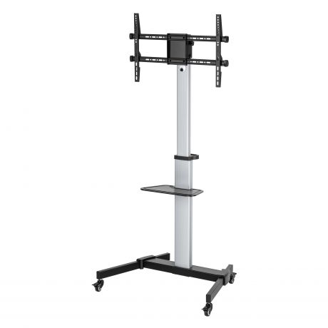 Support de sol Ewent EW1583 pour téléviseurs de 37 à 86 pouces - Plateau multifonction - Poids maximal : 50 kg - Hauteur, inclinaison et pivot réglables - Roulettes - Gris