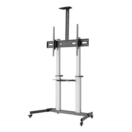 Support de sol Ewent EW1592 pour écrans/téléviseurs interactifs de 60 à 100 pouces - Plateau multifonction - Poids maximal : 100 kg - Hauteur et inclinaison réglables - Roulettes - Gris