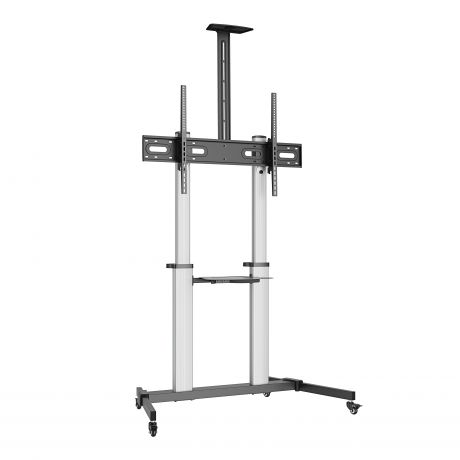 Support de sol Ewent EW1592 pour écrans/téléviseurs interactifs de 60 à 100 pouces - Plateau multifonction - Poids maximal : 100 kg - Hauteur et inclinaison réglables - Roulettes - Gris