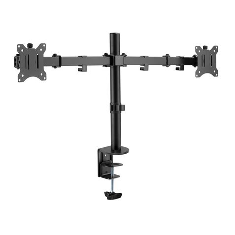 Support de table Cromad avec bras articulés pour 2 écrans 13"-32" - Pivotant, inclinable et extensible - Gestion des câbles - Max. Total 16kg - VESA 100x100mm