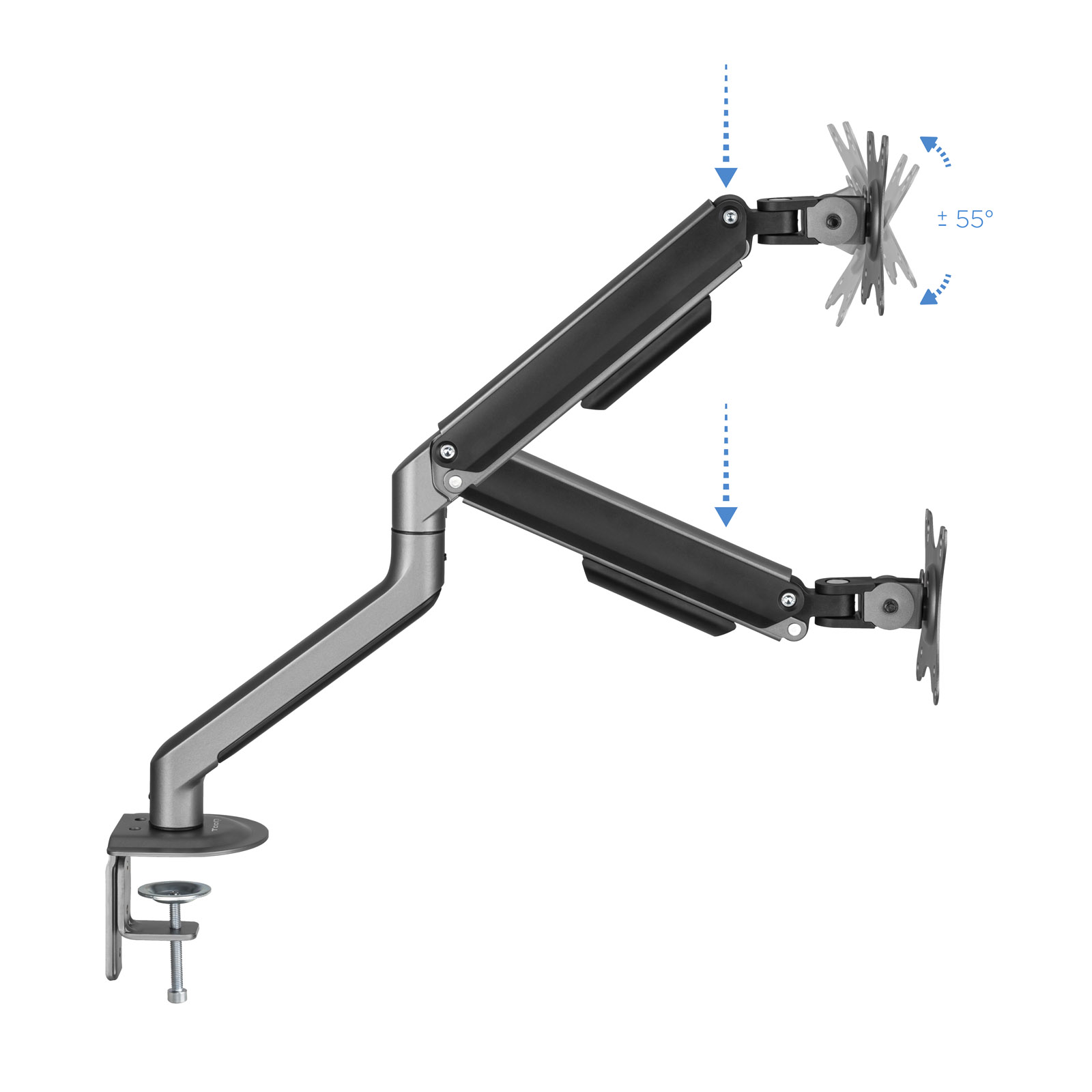 Support de table pour écran inclinable et pivotant à 1 bras Tooq 17-32" - Couleur grise