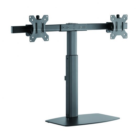 Support de table Tooq pour 2 écrans 17"-27" - Réglage de la hauteur par piston à gaz - Gestion des câbles - Poids max 6kg x bras - VESA 100x100mm