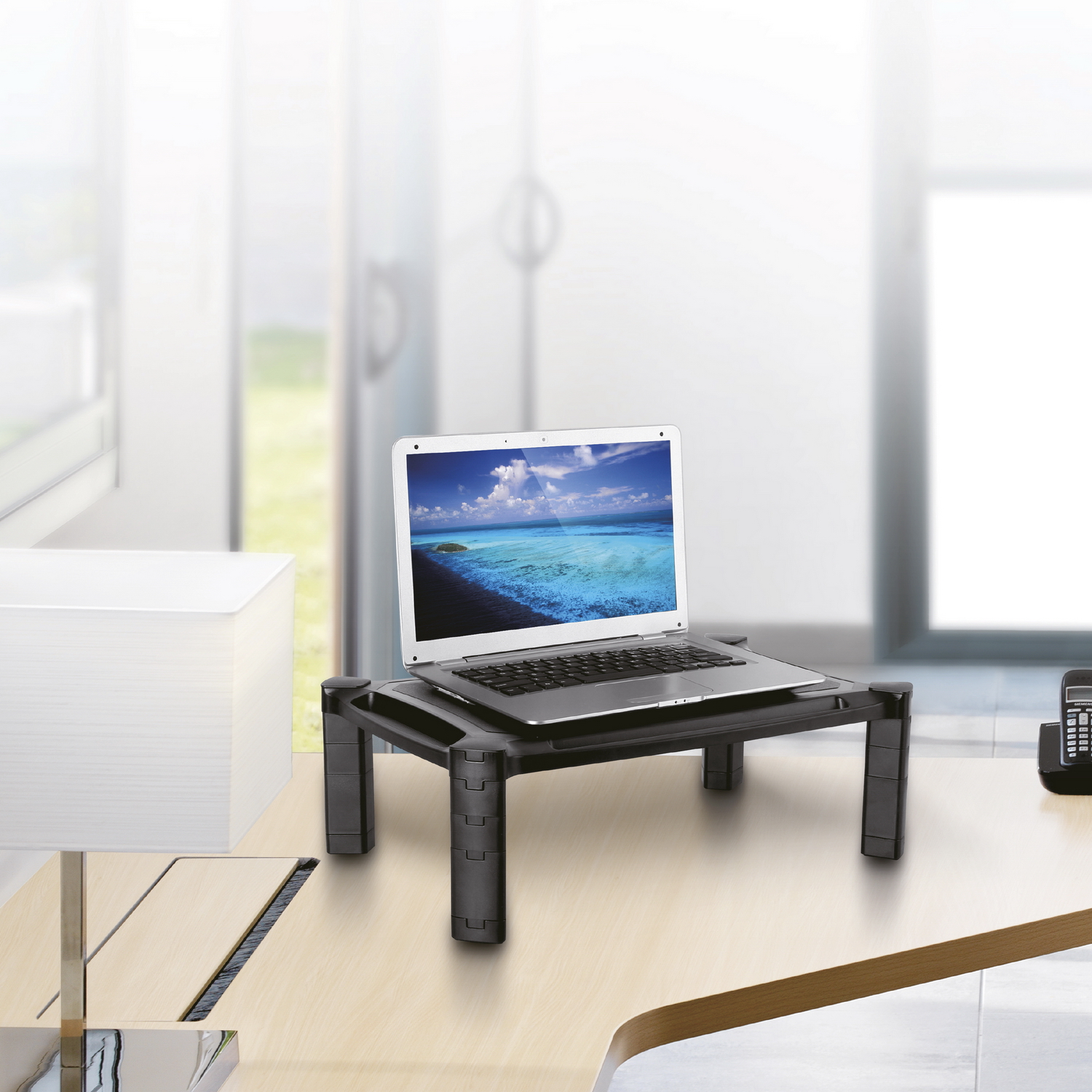 Support élévateur Aisens XL pour écran jusqu'à 32" ou ordinateur portable - Réglable en hauteur - Compartiment de rangement - Gestion des câbles - Poids max. 10 kg