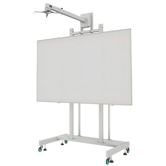 Support mobile pour tableau blanc interactif et projecteur de 80" à 120" - Roues avec frein et pieds fixes - Poids max. 100 kg