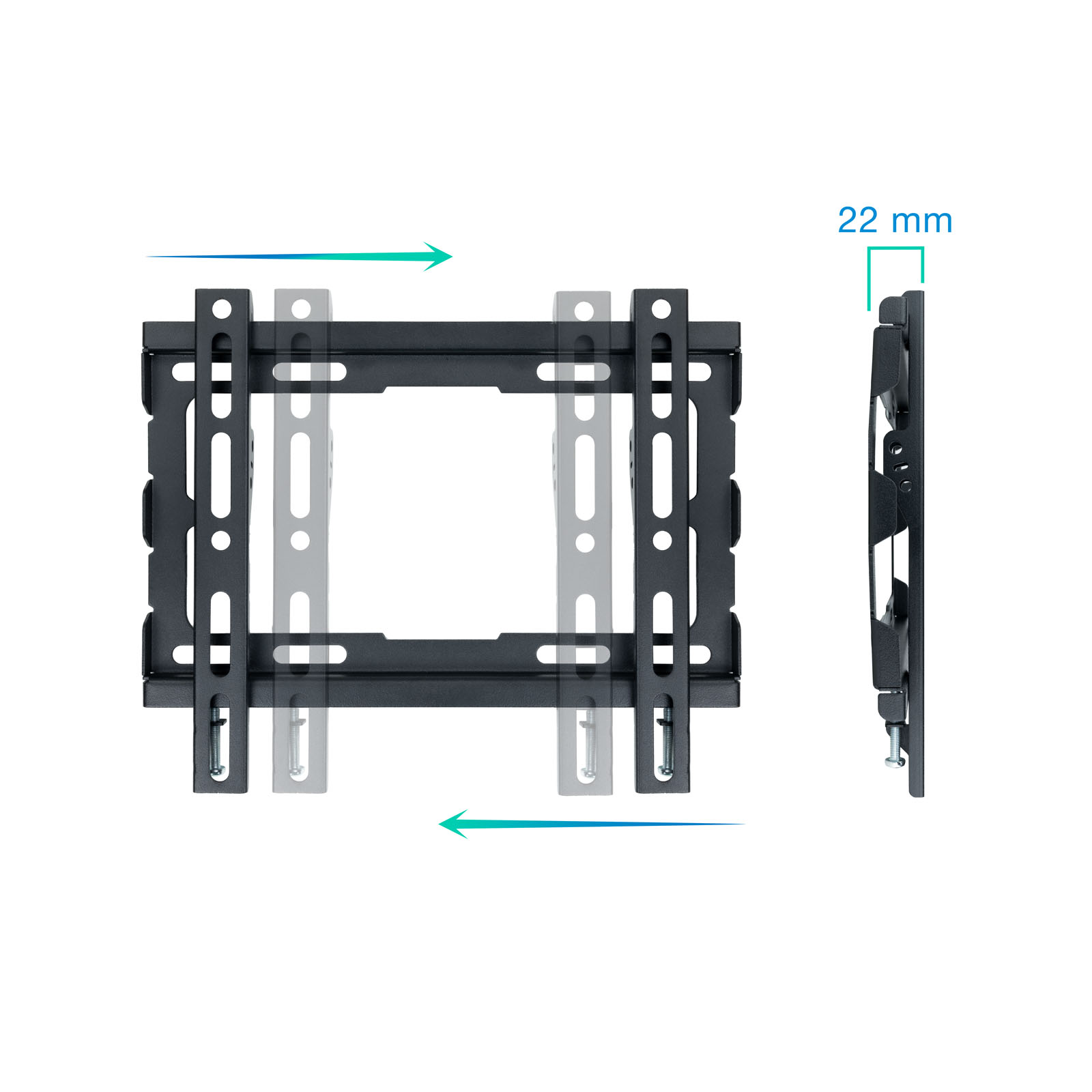 Support Mural Fixe Tooq pour TV 23"-43" - Poids Max 45kg - VESA 200x200mm