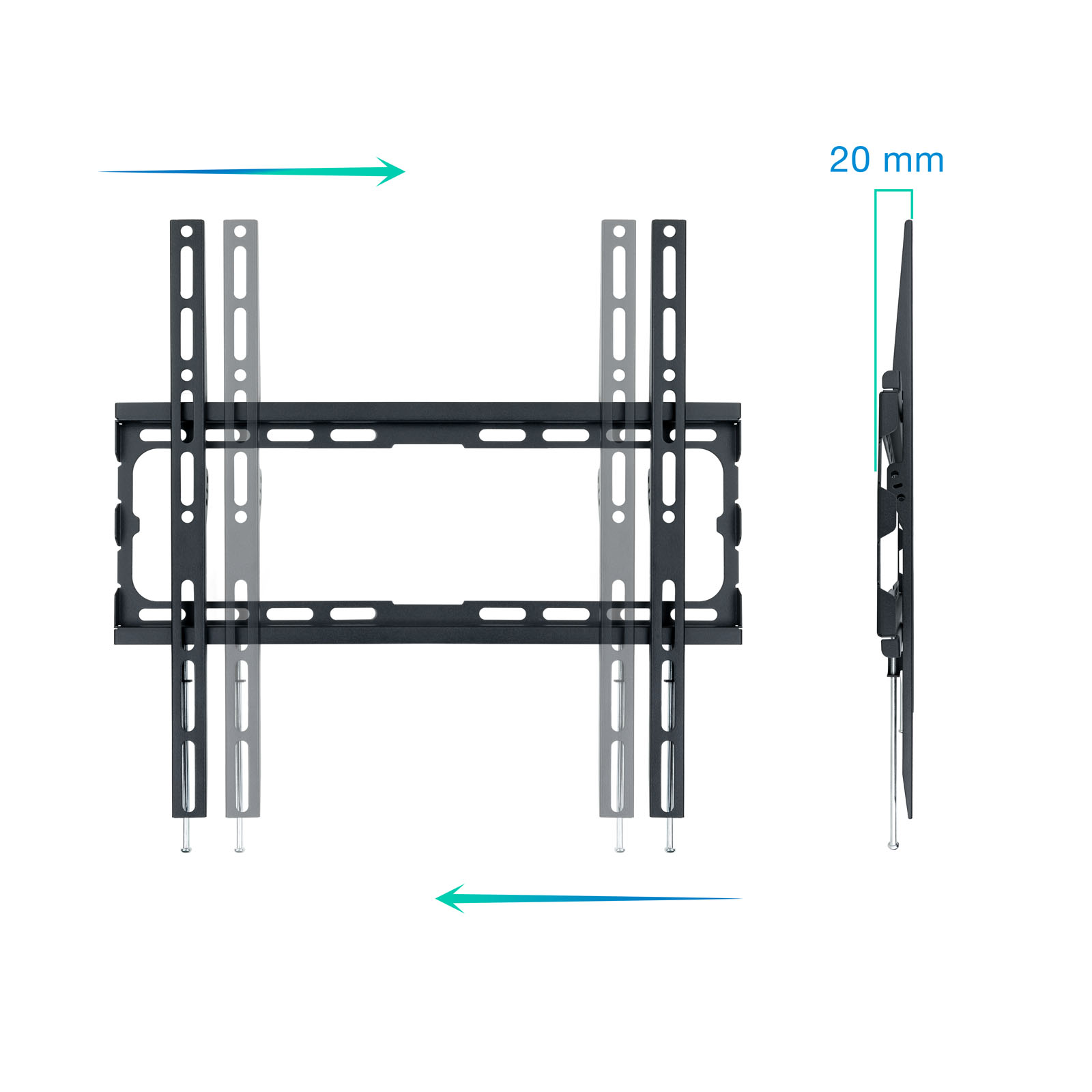 Support Mural Fixe Tooq pour TV 32"-70" - Poids Max 45kg - VESA 400x400mm