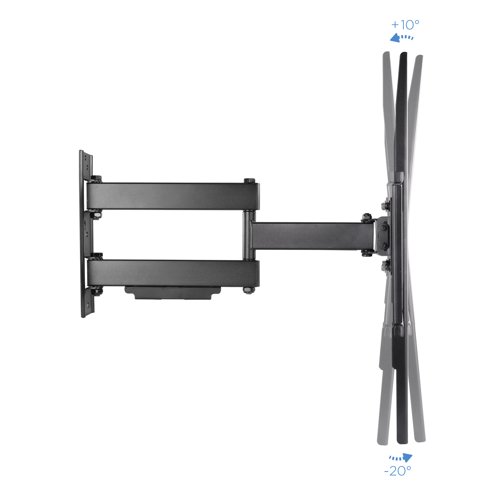 Support Mural Tooq avec Bras Articulé pour TV 37"-70" - Pivotant et Inclinable - Poids Max 50Kg - VESA 600x400mm - Couleur Noir