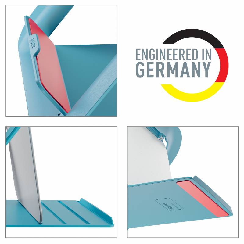 Support pour ordinateur portable réglable Leitz Ergo Cosy - Design ergonomique - Réglable en hauteur - Couleur bleue