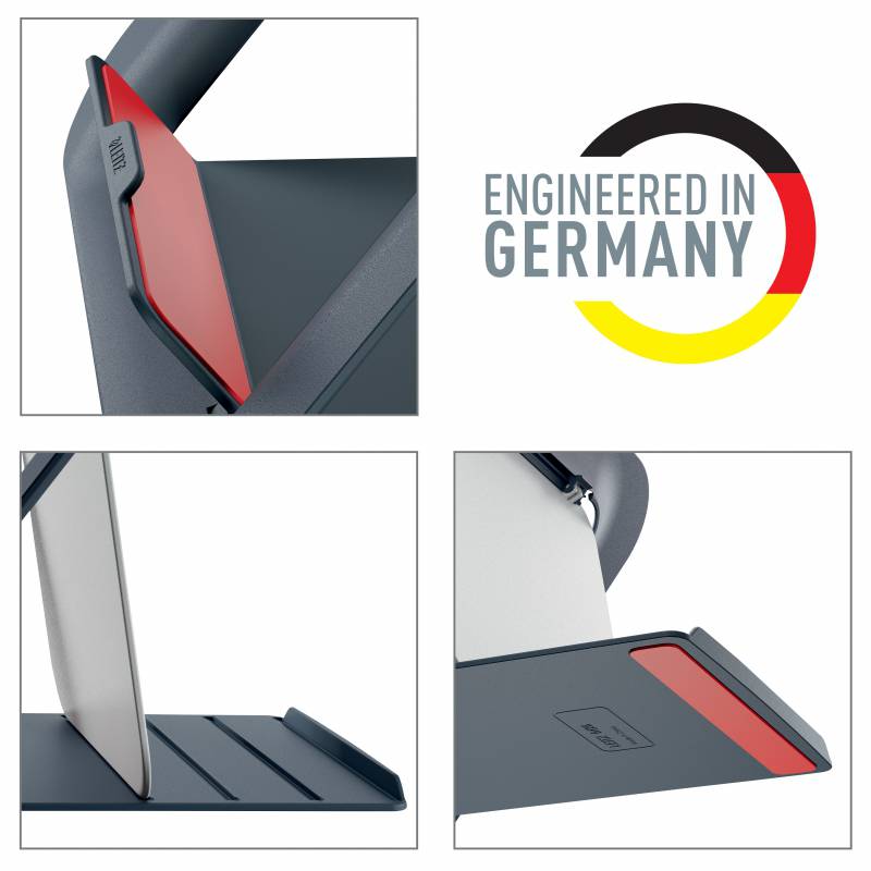 Support pour ordinateur portable réglable Leitz Ergo Cosy - Design ergonomique - Réglable en hauteur - Couleur gris velours