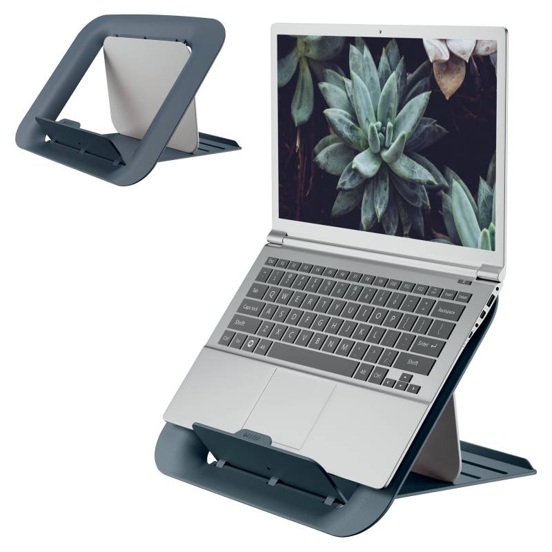 Support pour ordinateur portable réglable Leitz Ergo Cosy - Design ergonomique - Réglable en hauteur - Couleur gris velours