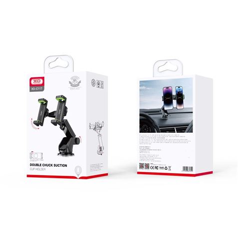 Support Universel XO pour Téléphones - Ouverture Mandrin 60-90mm - Ventouse Forte Grip - Dimensions de 190x170x75mm - Poids de 180gr - Compatible avec les Téléphones de 5 à 69" - Couleur Noir