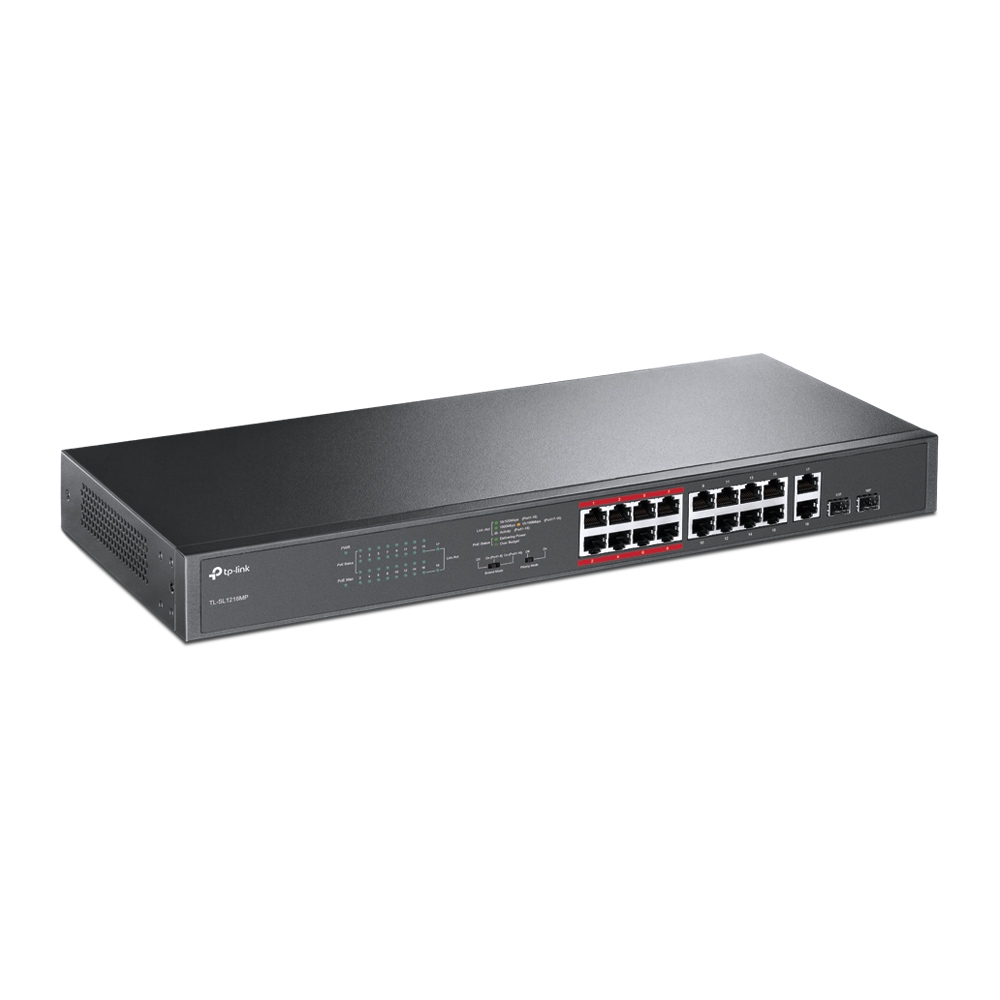 Switch PoE TP-Link 16 Ports 10/100Mbps + 2 Ports Gigabit