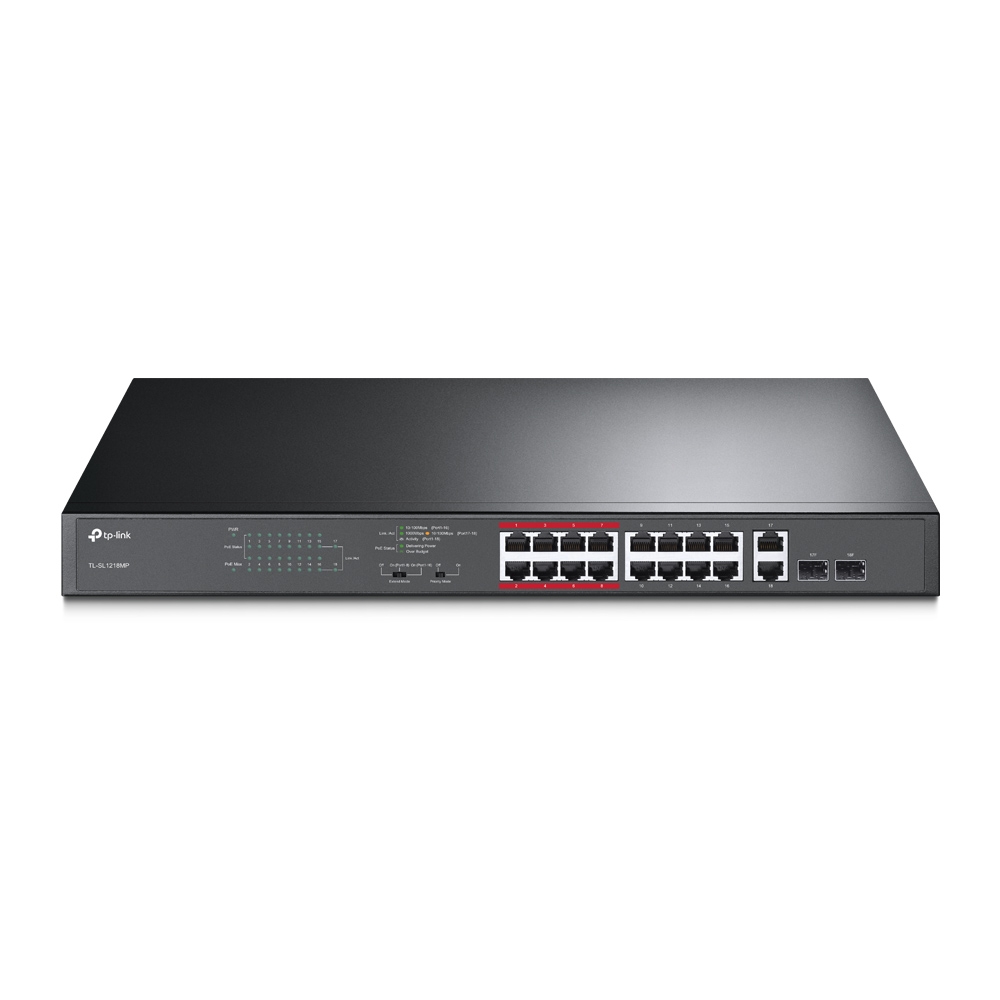 Switch PoE TP-Link 16 Ports 10/100Mbps + 2 Ports Gigabit