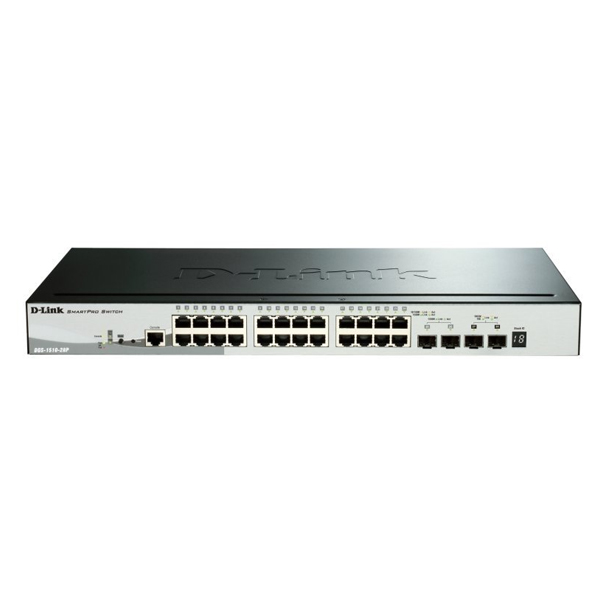 Switch semi-administrable D-Link 24 Ports Gigabit PoE 193W + 2 Ports SFP 1000 Mbps + 2 Ports 10G SFP+