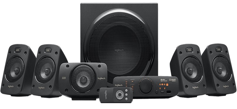 Système d'enceintes Logitech Z906 5.1 THX 1000W - Caisson de basses 165W - Dolby & DTS - Télécommande - Couleur noire