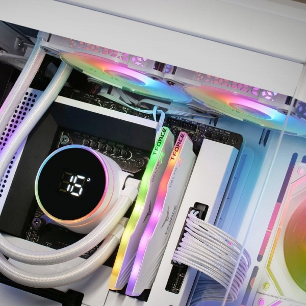 Système de refroidissement liquide Mars Gaming ML-LCD240 - Ventilateurs ARGB - Opti-chamber 3ème génération - Affichage de la température LCD - Compatibilité multisocket - Couleur blanche