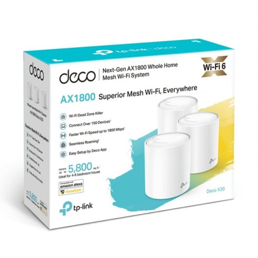 Système TP-Link WiFi 6 Mesh Dual Band AX1800 - 3 unités Deco - 2 ports LAN Ethernet (RJ-45) - Couverture WiFi jusqu'à 1760m2 - WPA3