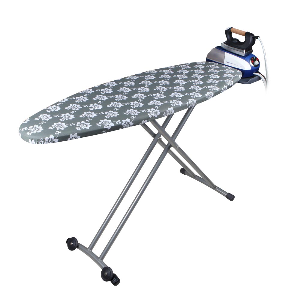 Table à repasser pliante Orbegozo TP 1400 - Hauteur réglable jusqu'à 93 cm - avec roulettes pour un transport facile - Support central pour le repassage - Grille en acier résistante