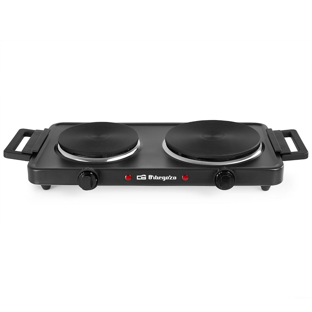 Table de Cuisson Électrique Pliante Orbegozo PE 2855 - Puissance 2500W - 2 Surfaces de Cuisson - 2 Thermostats Réglables - Indicateurs Lumineux - Système de Sécurité