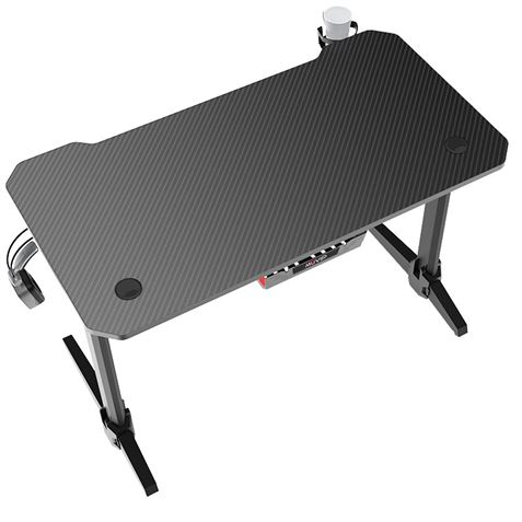 Table de jeu en fibre de carbone Muvip PRO700 - Éclairage RGB - Grande surface 120x60x75cm - Porte-gobelet - Crochet pour casque - Compartiment de rangement