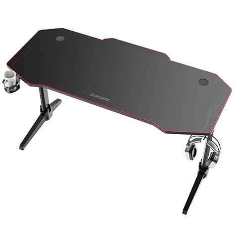 Table de jeu en fibre de carbone Muvip PRO800 XL avec lumière RVB - Solide - Tapis de 140 cm - Porte-gobelet - Crochet pour casque - Mesure 140x60x75cm - Couleur noire