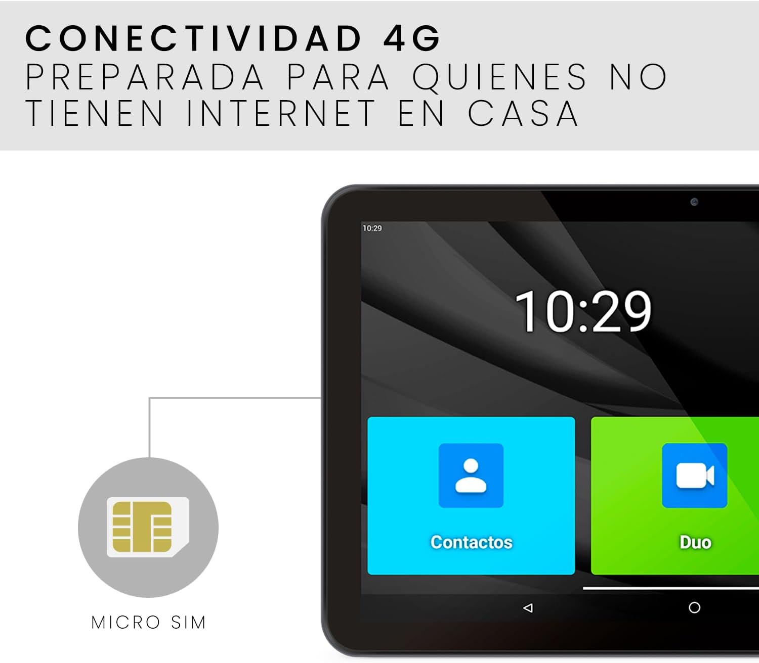 Tablette Android SPC pour Seniors 10,35" - Icônes XXL - Connectivité 4G - Étui de protection inclus - Batterie 6 000 Mah - 4 Go RAM - 64 Go Stockage interne - Couleur Noir