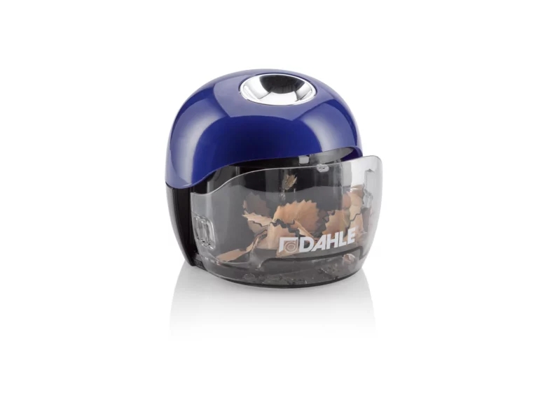 Taille-crayon électrique Dahle 250 - Pour crayons de 8 mm - Grand récipient transparent - Fonctionne avec piles AA - Bleu
