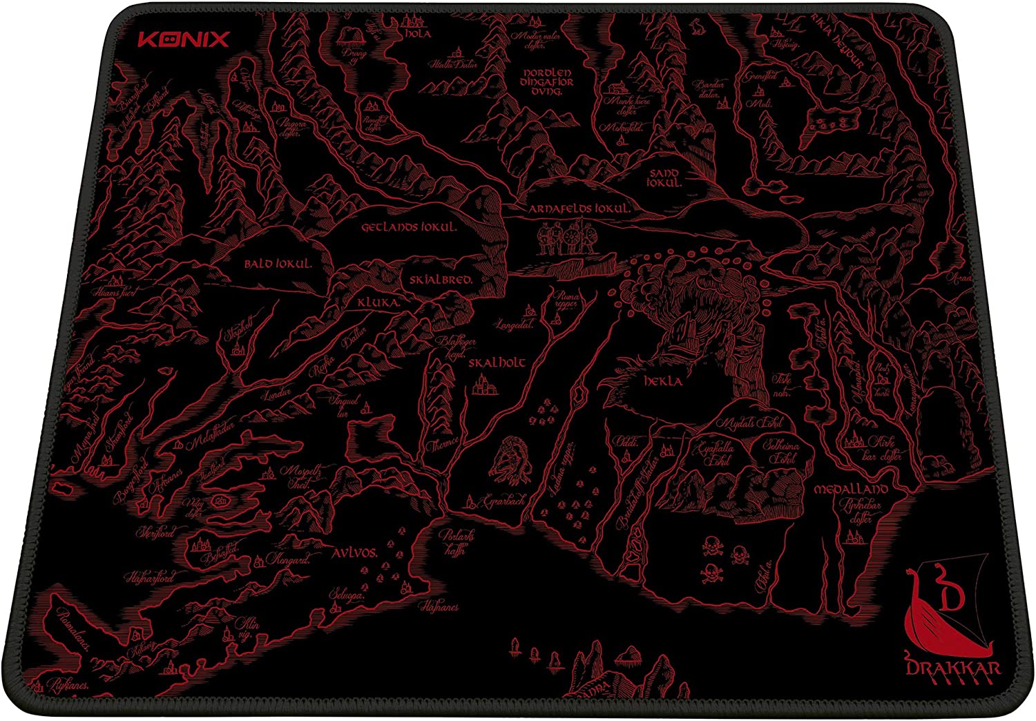 Tapis de jeu Konix Drakkar Medalland - Bords renforcés - Antidérapant - Taille 320x270x3mm