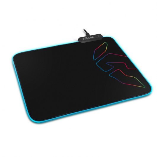 Tapis de jeu Krom Knout RGB - Éclairage RGB - Surface en microfibre - Base en caoutchouc - 32x27x0,3 cm - Couleur noire