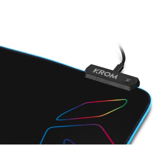 Tapis de jeu Krom Knout RGB - Éclairage RGB - Surface en microfibre - Base en caoutchouc - 32x27x0,3 cm - Couleur noire