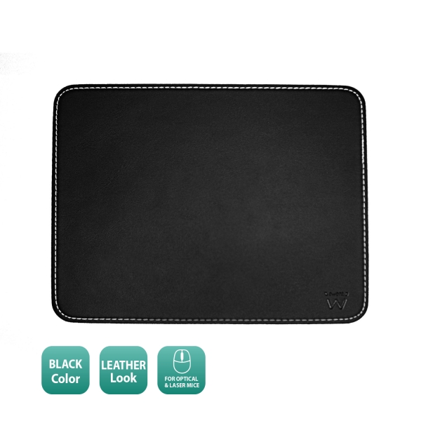 Tapis de souris Ewent - Rigide - Cuir synthétique - Base en caoutchouc - 220 x 180 x 3 mm - Noir