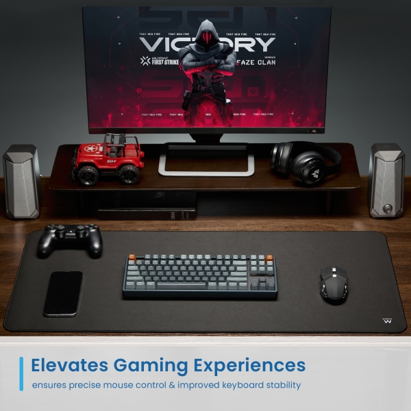 Tapis de souris extra large Ewent pour le bureau et les jeux vidéo - Extra large - Surface en polyester (Lycra) - Base en caoutchouc antidérapant - 900 x 400 x 3 mm - Noir