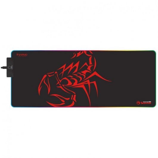 Tapis Gaming USB Scorpion MG10 XXL - Eclairage RVB - Antidérapant - 80x31x0,4 cm - Câble 2m - Couleur Noir/Rouge