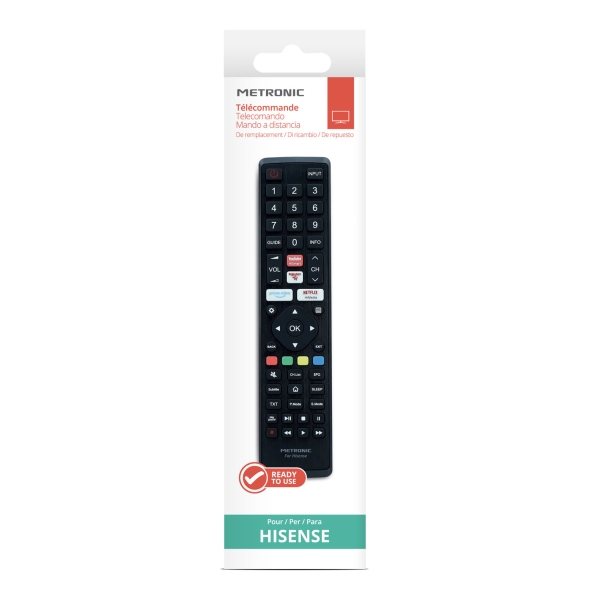 Télécommande Metronic compatible avec les téléviseurs Hisense - Noir