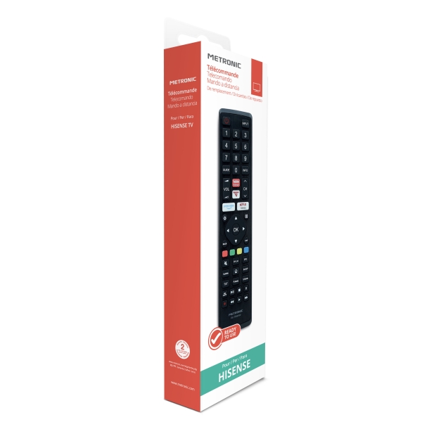 Télécommande Metronic compatible avec les téléviseurs Hisense - Noir