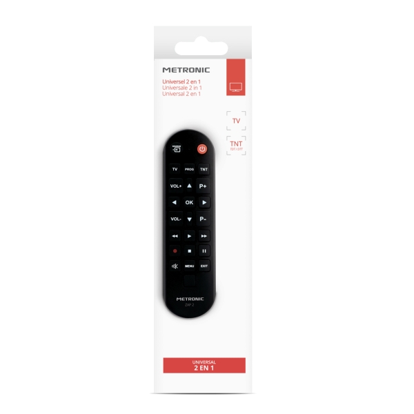 Télécommande universelle Metronic ZAP 2 pour TV + TNT - Noir