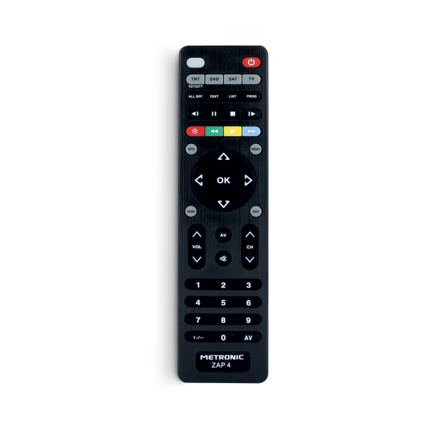 Télécommande universelle Metronic ZAP 4 EVO 5 pour TV + TNT + SAT + DVD - Noir